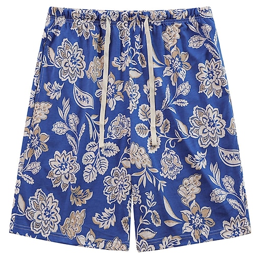 Herren Hausanzug Pyjama-Shorts Tier Grafik-Drucke Brautkleider schlicht Komfort Heim Täglich Bett Baumwolle Atmungsaktiv Weich Elastische Taille Sommer Frühling Wasserblau Schwarz Image