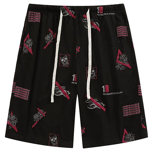 Herren Hausanzug Pyjama-Shorts Tier Grafik-Drucke Brautkleider schlicht Komfort Heim Täglich Bett Baumwolle Atmungsaktiv Weich Elastische Taille Sommer Frühling Wasserblau Schwarz Image