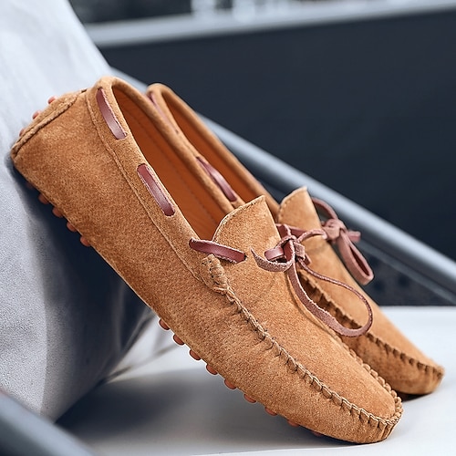 Herren-Autofahrerschuhe aus Wildleder: flexible Slipper mit Fliege und Gummisohle, perfekt für Komfort im Alltag und Halt auf den Autopedalen Image
