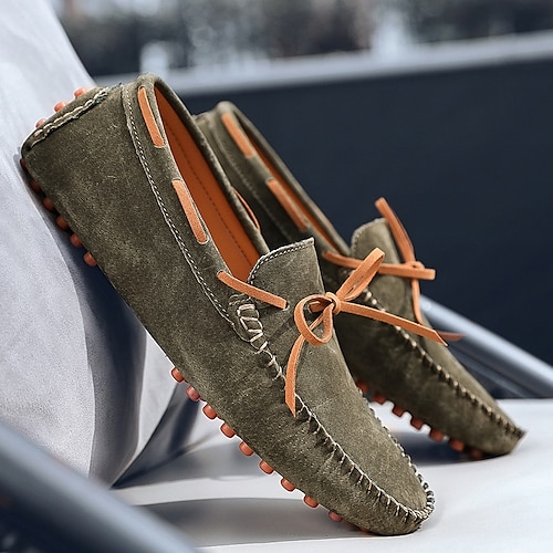 Herren-Autofahrerschuhe aus Wildleder: flexible Slipper mit Fliege und Gummisohle, perfekt für Komfort im Alltag und Halt auf den Autopedalen Image