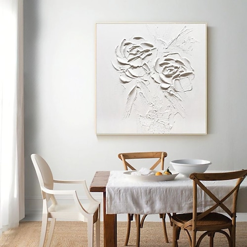 Manuell Handgemacht Hang-Ölgemälde Handgemalte Quadratisch Abstrakt Blumenmuster / Botanisch Modern Realismus Ohne Innenrahmen (ohne Rahmen) Image