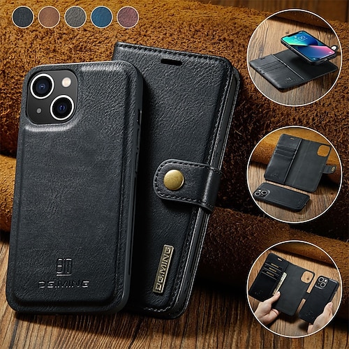 Handy Hülle Handyhüllen Für iPhone 17 Pro Max 17 Air 16 15 14 Pro Max Plus 16e 13 12 11 Pro Max Mini Brieftaschenhülle Flip-Cover Magnetisch Vollschutz Kartenfach Einfarbig PU-Leder Image