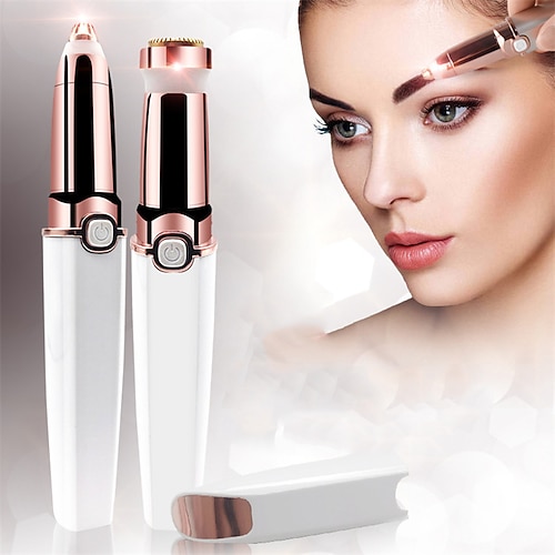 Gesichtshaare entfernen für Frauen Wiederaufladbarer Haarentferner 2 in 1 Augenbrauen-Trimmer und Gesichtsdamen-Rasierer für Haarentfernung von Augenbrauen Pfirsichfuzz Lippen Arme mit Licht Image
