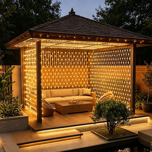 LED-Netz-Lichterkette ip65 6mx4m 3mx2m LED-Lichterkette für flexible Netze 880led 200led Mesh-Lichterkette für Gartenhof bunte Dekoration EU-US-UK-Stecker ac110v 220v 230v Image
