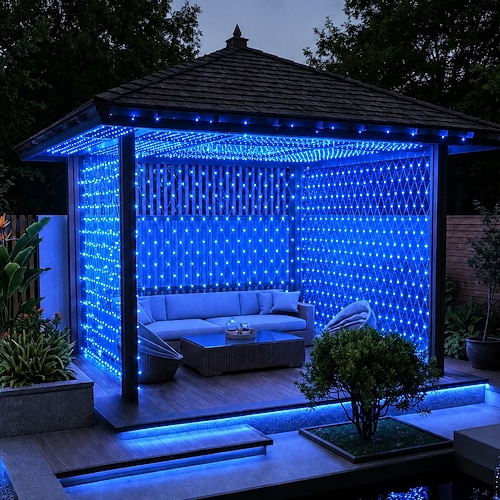 LED-Netz-Lichterkette ip65 6mx4m 3mx2m LED-Lichterkette für flexible Netze 880led 200led Mesh-Lichterkette für Gartenhof bunte Dekoration EU-US-UK-Stecker ac110v 220v 230v Image