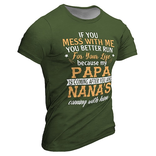 Lustiges Familienshirt für Männer schützender Papa Nana Slogan Grafik Tee Wenn du dich mit mir anlegst solltest du besser rennen Image