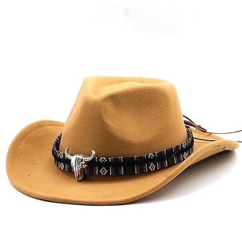 Retro Vintage 18. Jahrhundert 19. Jahrhundert Cowboyhut Cowgirl-Hut Cowgirl Cowboy Westlicher Cowboy Kostüm Herren Damen Junggesellinnenabschiedsparty Hut Ganzjahres Image