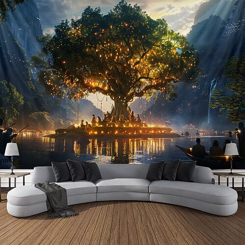 Trippy Baum des Lebens hängender Wandteppich, Wandkunst, großer Wandteppich, Wanddekoration, Fotografie, Hintergrund, Decke, Vorhang, Zuhause, Schlafzimmer, Wohnzimmer, Dekoration Image