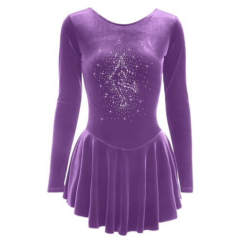Eiskunstlaufkleid Damen Mädchen Eislaufen Kleider Austattungen Schwarz Dunkelrot Königsblau velvet Ausbildung Wettbewerb Eiskunstlaufkleidung warm Kristalle Langarm Eislaufen Eiskundstlauf Image