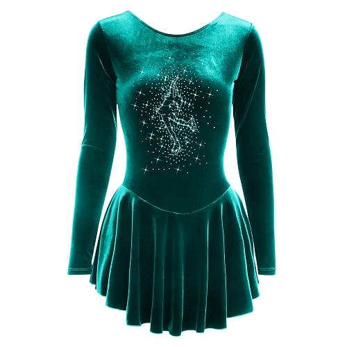 Eiskunstlaufkleid Damen Mädchen Eislaufen Kleider Austattungen Schwarz Dunkelrot Königsblau velvet Ausbildung Wettbewerb Eiskunstlaufkleidung warm Kristalle Langarm Eislaufen Eiskundstlauf Image