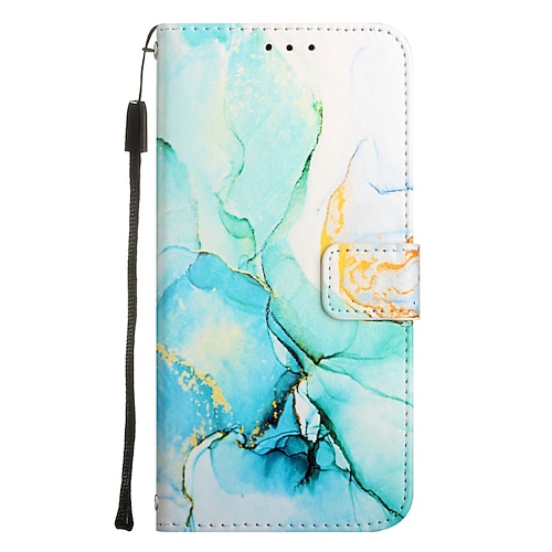 Handy Hülle Handyhüllen Für Samsung Galaxy S26 Ultra Plus S25 S24 S23 S22 S23 FE S21 Ultra Plus A54 A33 A23 Brieftaschenhülle Vollschutz Kartensteckplatzhalter Stoßfest Grafik Marmor TPU PU-Leder Image