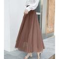 Damen Rock Kleid Schaukel Ballettröckchen Langer Rock Maxi Röcke Gefaltet Layer-Look Tüll Einfarbig Strasse Abiball Sommer Polyester Elegant Vintage Schwarz Rosa Khaki Beige