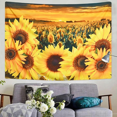 Wandteppich Kunst Dekor Decke Vorhang Picknick Tischdecke hängen zu Hause Schlafzimmer Wohnzimmer Wohnheim Dekoration Polyester Sonnenblume Schönheit Ansichten Wandtuch XXL Natur Image