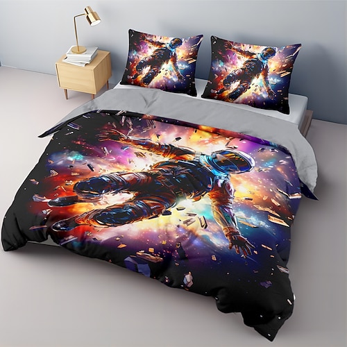 Bettbezug mit 3D-Galaxiedruck, Bettwäsche-Sets, Bettbezug mit 1 Bettbezug oder Bettdecke, 1 Blatt, 2 Kissenbezügen für Doppelbett/Königin/König (1 Kissenbezug für Zwillinge/Einzelbetten). Image