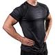 Modisches Muskel-T-Shirt für Herren, Fitnessstudio, Training, Kurzarm, athletisches Bodybuilding-Stretch-T-Shirt, schwarz