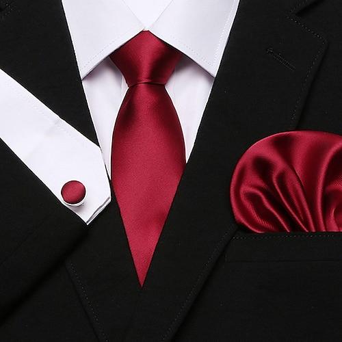 Herren Krawatten Einstecktuch Manschettenknöpfe Sätze Büro Hochzeit Formaler Stil Klassisch Plaid Täglich Veranstaltungen