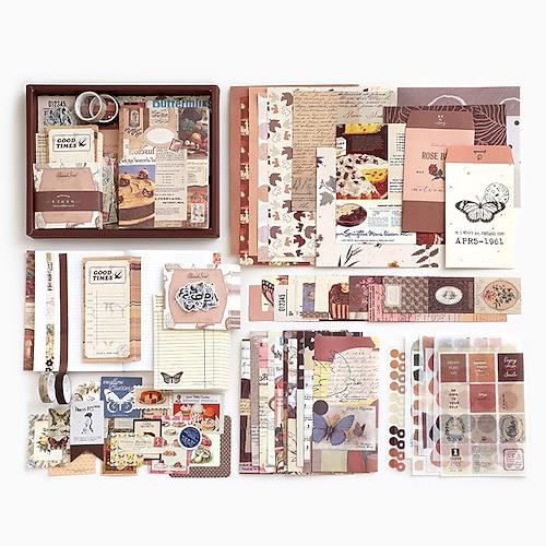 348-teiliges Scrapbook-Set, ästhetisches Scrapbooking/Journaling-Kunstset für Bullet Journal, A6-Raster-Notizbuch, Schreibwaren, Washi-Papier, DIY-Scrapbook-Zubehör, Geschenk für Kinder, Mädchen,