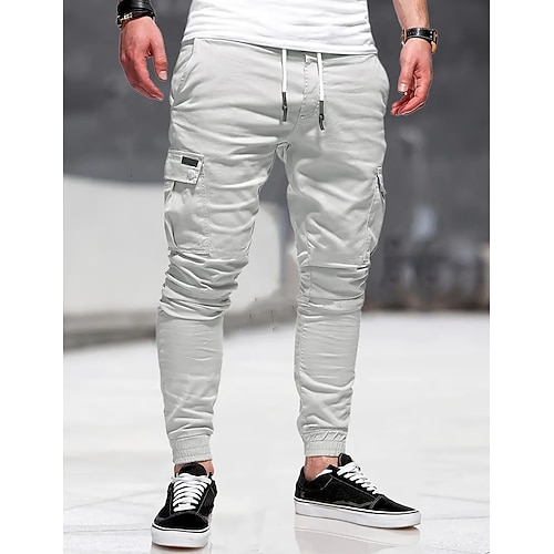 Herren Cargohose Cargohosen Cargohose Tasche Glatt Komfort Atmungsaktiv Outdoor Täglich Ausgehen Modisch Brautkleider schlicht Schwarz Armeegrün Image