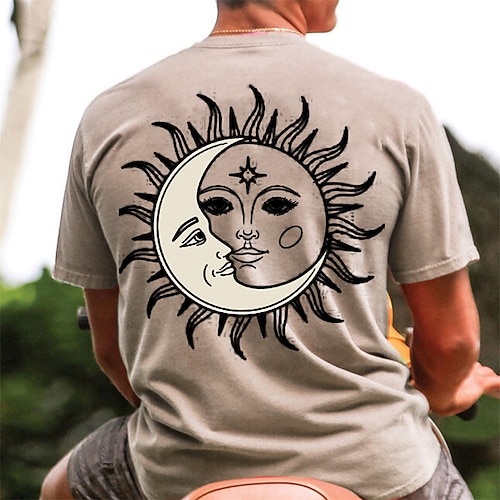 Herren Grafik MOON Sonne T Shirt Kurzarm T-Shirt 3D-Druck Rundhalsausschnitt Hemd Täglich Designer Lässig Sport im Freien Ferien Ausgehen Blau Grün Khaki Frühling Sommer Bekleidung S M L XL 2XL 3XL Image