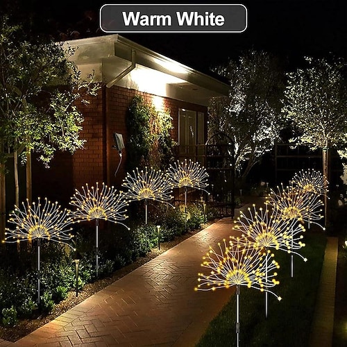 Solar-Feuerwerkslicht, IP65 wasserdichte Weihnachtsgarten-Blumenlichter mit 8 Modi, Lichterketten für den Außenbereich für Hof, Terrasseamp;Weihnachtsdekorationen Image