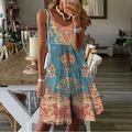 Damen Mini Kleid Petite Kleid Sonnenkleid Shift Kleid Tank Kleid Aktive Tropische Mode Outdoor Urlaub Ausgehen Reguläre Passform Floral Ärmellos U-Ausschnitt Pink Blau Orange Sommer Frühling