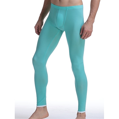 Herren Lange Unterhosen Thermounterwäsche Thermohose 1 pcs Glatt Modisch Brautkleider schlicht Komfort Heim Täglich Bett Nylon Warm Lange Unterhosen Elastische Taille Herbst Winter Schwarz Weiß Image