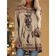 Damen Tunika T Shirt Graphic Tier Tier gemustert Casual Täglich Tiermuster Eule 1 Langarm Vintage Western Retro Rundhalsausschnitt Frühling Herbst Herbst Winter