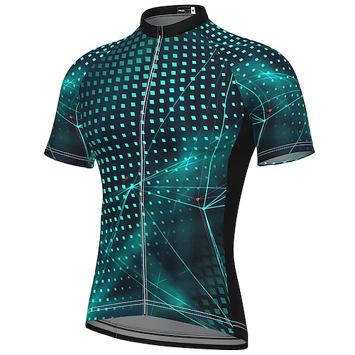 Herren Radtrikot Grafik Tupfen Gemustert Kurzarm Fahhrad Trikot Oberteil mit 3 Gesäßtaschen Mountainbike MTB Straßenradsport Schnelltrocknend Weich Reflektierende Streifen Rückentasche Sport Schwarz Image