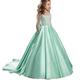 kinderkleidung Mädchen Party Kleid Feste Farbe Langarm Leistung Hochzeit Gitter Prinzessin Süß Gitter Mitte der Wade Etuikleid Tüll-Kleid Blumenmädchenkleid Sommer Frühling Herbst 2-12 Jahre Wei