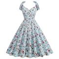 elegantes Retro-Vintage-Kleid der 1950er Jahre, Vintage-Kleid, ausgestelltes Kleid, knielang, für Damen, V-Ausschnitt, Maskerade, Cocktailparty, Teeparty, lässiges Alltagskleid