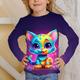 Jungen Mädchen 3D Tier Katze T-Shirt Langarm 3D-Druck Herbst Casual kinderkleidung 4-12 Jahre Schulanfang Regular Fit