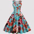 Cocktailkleid im Vintage-Stil der 50er Jahre, Vintage-Kleid, Cocktailkleid, Ballkleid, Swing-Kleid, ausgestelltes Kleid, Midikleid, Damen, Volant, Prinzessin, V-Ausschnitt, Maskerade-Party,