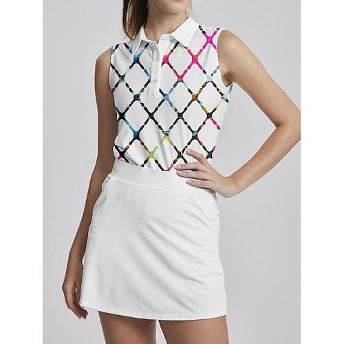 Damen poloshirt Weiß Ärmellos Sonnenschutz Shirt Plaid Damen-Golfkleidung, Kleidung, Outfits, Kleidung