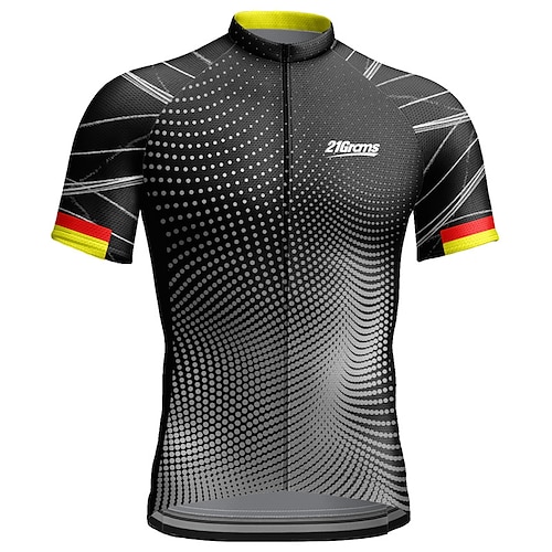 Herren Radtrikot Geometrisch Buchstaben Zahlen Kurzarm Fahhrad Trikot Oberteil mit 3 Gesäßtaschen Mountainbike MTB Straßenradsport Schnelltrocknend Reflektierende Streifen Rückentasche Image