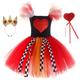 Alice in Wonderland Die rote Königin Kleid Blumenmädchen Kleid Tüll-Kleider Mädchen Film Cosplay Cosplay Schwarz Gelb Rot Kindertag Maskerade Hochzeit kleid hochzeitsgast Kleid