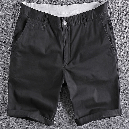 Herren Shorts Kurze Hosen Chino Bermuda Shorts Bermudas Tasche Glatt Komfort Atmungsaktiv Outdoor Täglich Ausgehen Modisch Strassenmode Schwarz Rote Image