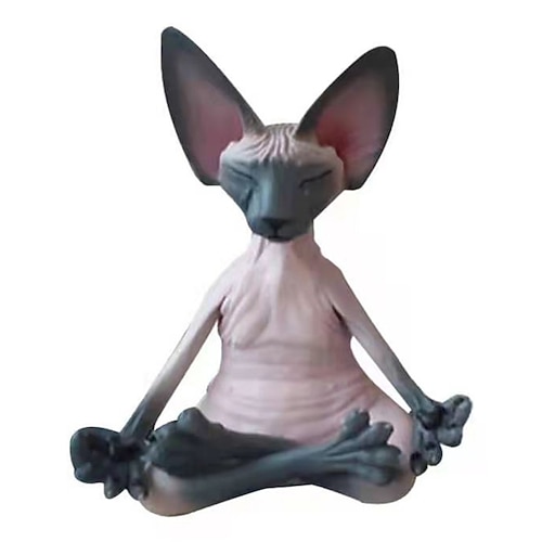 Neue Katze Figur Sphynx Meditation Statue Yoga Tier Katze meditieren Kunst Skulptur Mikro Dekoration Garten Home Office Ornament Image