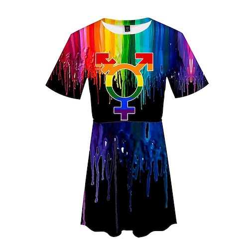 Regenbogen 3D Kleid Schwulenstolz Regenbogenfahne LGBT LGBTQ Grafik für Damen Erwachsene 3D-Druck für Karneval Pride Parade Pride-Monat Image