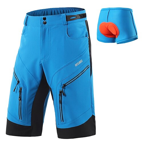 Herren MTB-Fahrradhose Fahrradshorts Fahhrad Shorts Weite Shorts Bequeme Passform Mountainbike MTB Straßenradsport Sport 3D-Polster Schnelltrocknend Wasserdichter Reißverschluß Weich Schwarz Armeegrün Image