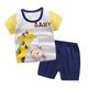 2 Stück Baby Jungen T-Shirt Shorts Outfit Graphic Kurzarm Baumwolle Set Outdoor Modisch Sommer Frühling 1-3 Jahre alt Gestreifte Kurzarmschnalle Kurzer Satz Bananen kurzes grünes Auto