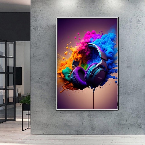 80er 90er Wandkunst bunt Neon Gamer Controller Leinwand Poster Fantasy Kopfhörer Esports Gaming Wandkunst Malerei für kawaii Raumdekoration Image