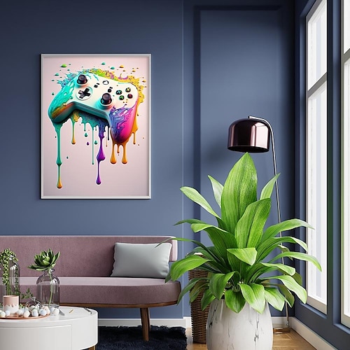 80er 90er Wandkunst bunt Neon Gamer Controller Leinwand Poster Fantasy Kopfhörer Esports Gaming Wandkunst Malerei für kawaii Raumdekoration Image