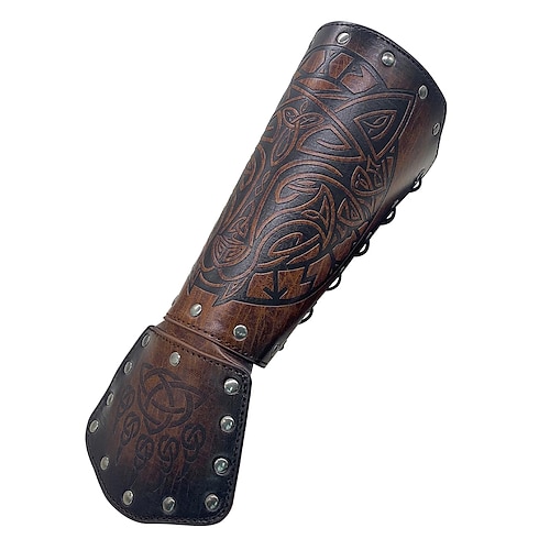 Vintage Punk Gothic Mittelalterlich Cosplay Kostüm Rüstung Armband Krieger Ritter Wikinger Kreuzritter Keltischer Ritter Bogenschießen Kostüm Herren Vikinger Halloween Maskerade Leistung Bühne Image