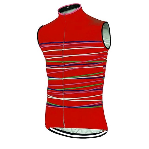 Herren Radtrikot Horizontale Streifen Ärmellos Fahhrad Trikot Oberteil mit 3 Gesäßtaschen Mountainbike MTB Straßenradsport Schnelltrocknend Reflektierende Streifen Rückentasche Feuchtigkeitsableitend Image