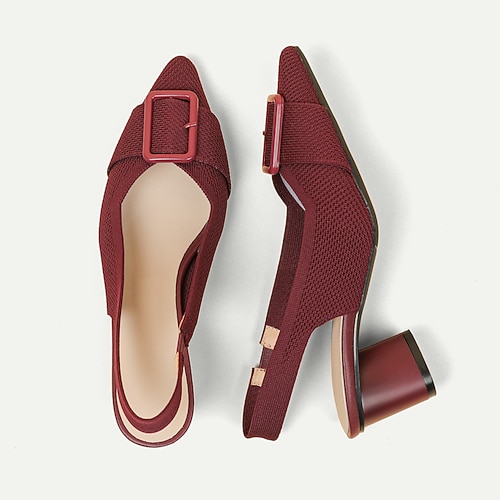 Damen Absätze Übergrössen Flyknit Schuhe Hochzeit Outdoor B¨¹ro Gestreift Schnalle Blockabsatz Spitze Zehe Modisch Klassisch Komfort Wanderschuhe Gestrickt Halbschuhe Mandelfarben Schwarz Gelb Image