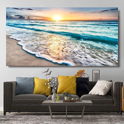 natürliche moderne seelandschaft wandbilder landschaft strand meer ozean leinwand malerei wandkunst poster für wohnzimmer dekor cuadros Image