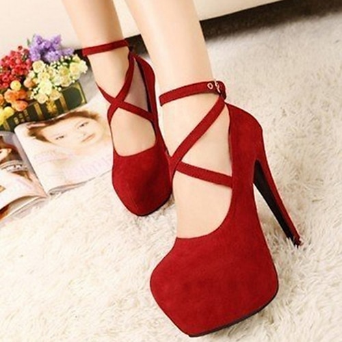 Schwarze High Heel Plateaupumps mit Fesselriemchen für elegante Party-Looks Image