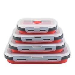 Quadratischer, schärferer Silikon-Kühlschrank, tragbare Lunchbox für den Außenbereich, einziehbares, faltbares Silikon-Lunchbox-Set