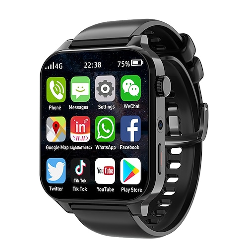 696 TK01 Smartwatch 1.99 Zoll Smart Watch Telefon Bluetooth 4G Schrittzähler Anruferinnerung Schlaf-Tracker Kompatibel mit Android iOS Herren GPS Freisprechanlage Kamera IP 67 31 mm Uhrengehäuse