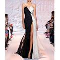 Kleid mit Körperbetontem Schnitt Schwarz Abendkleid Farbblock Kleid Hochzeitsgast Party Kleidung Schleppe Ärmellos Strapless mit Schlitz Kleid um Eindruck zu machen 2025